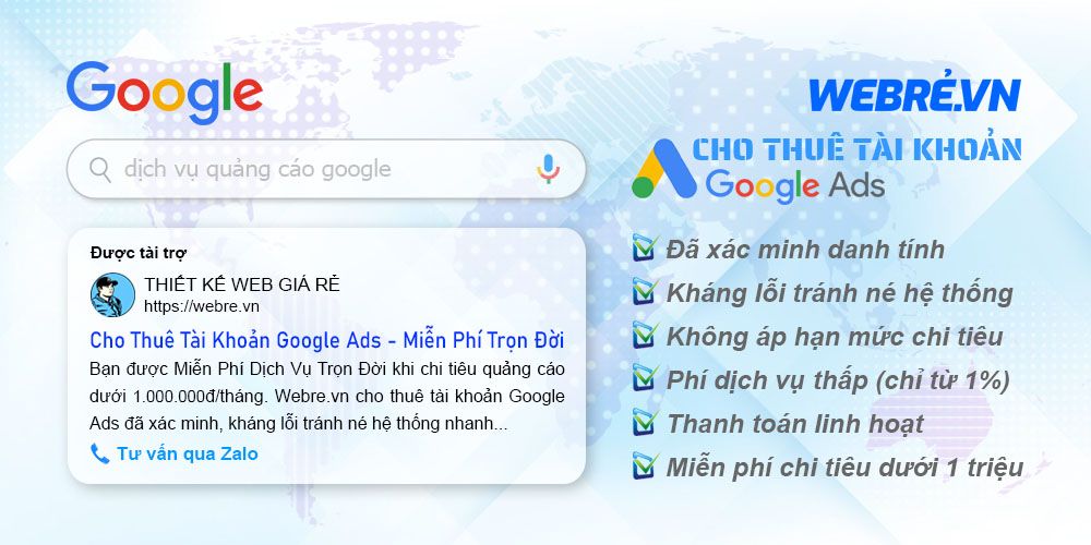 Cho Thuê Tài Khoản Quảng Cáo Google Adword 1 - 10% Cho Thuê Tài Khoản Quảng Cáo Google Adword 1 - 10%