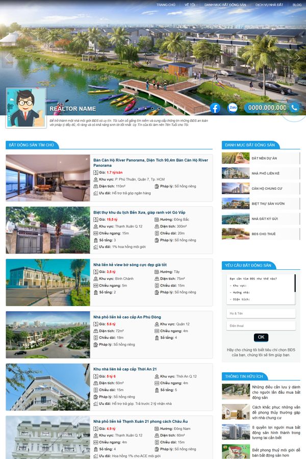 Website Bất Động Sản Cá Nhân, Môi Giới Nhà Đất Mẫu 21 Website Bất Động Sản Cá Nhân, Môi Giới Nhà Đất Mẫu 21